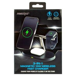 POWER CELL 3 - IN - 1 MAGNETIC 15WATT WIRELESS FAST CHARGER (NEW WITH TAGS)